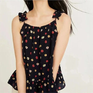 Madewell Silk Ruffle-Strap Cami Top in Confetti Floral Size 6